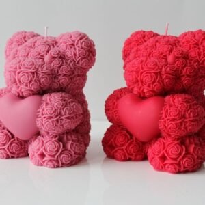 Home rose teddy bear candle